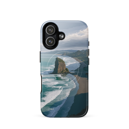 'Piha Beach' iPhone 17 MagSafe tough phone case - protective glossy case NZ Australia