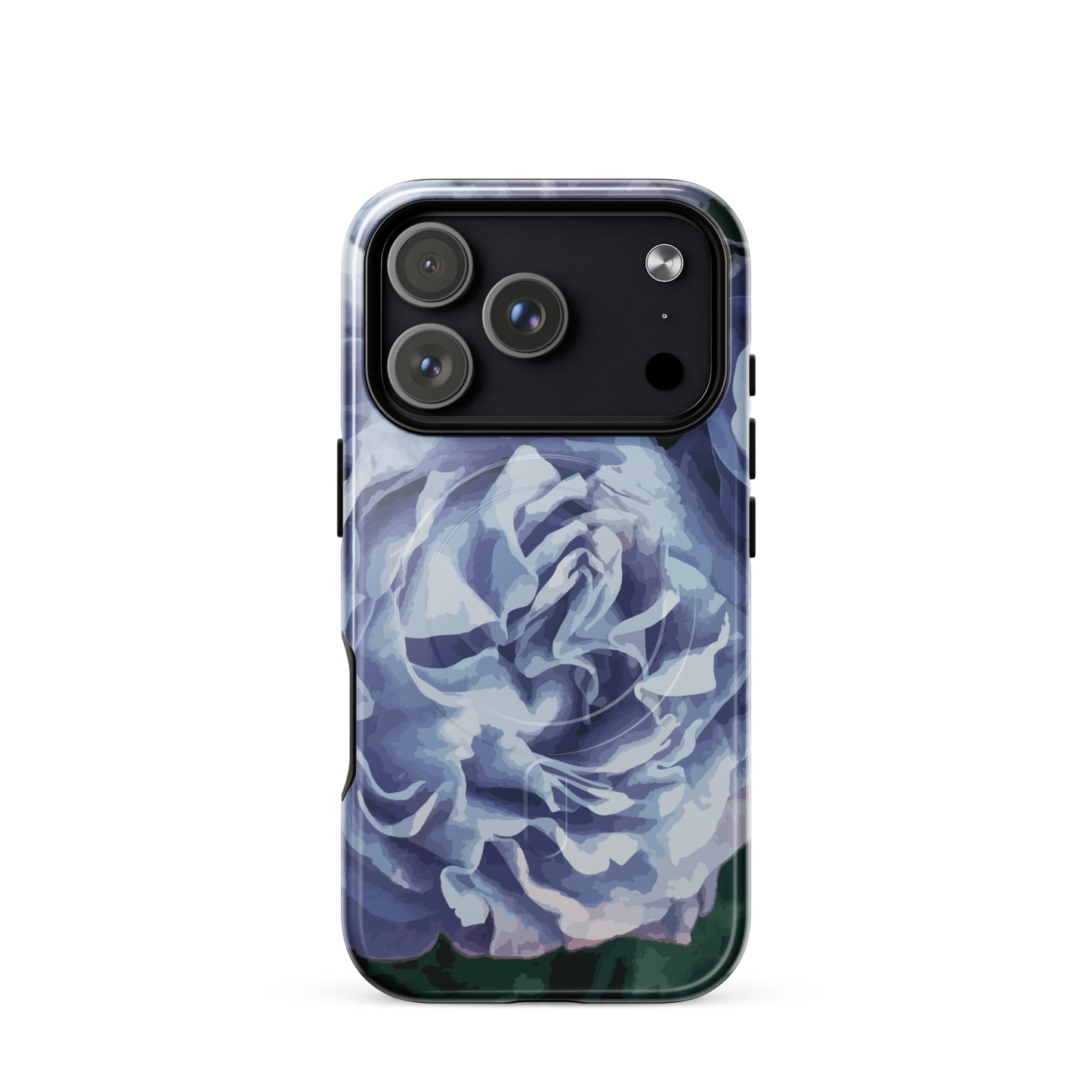 'Blue Rose' iPhone 17 Pro MagSafe tough phone case - protective glossy case NZ Australia