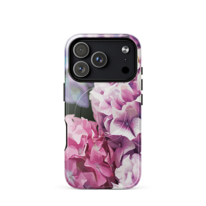 'Hydrangea' iPhone 17 Pro MagSafe tough phone case - protective glossy case NZ Australia