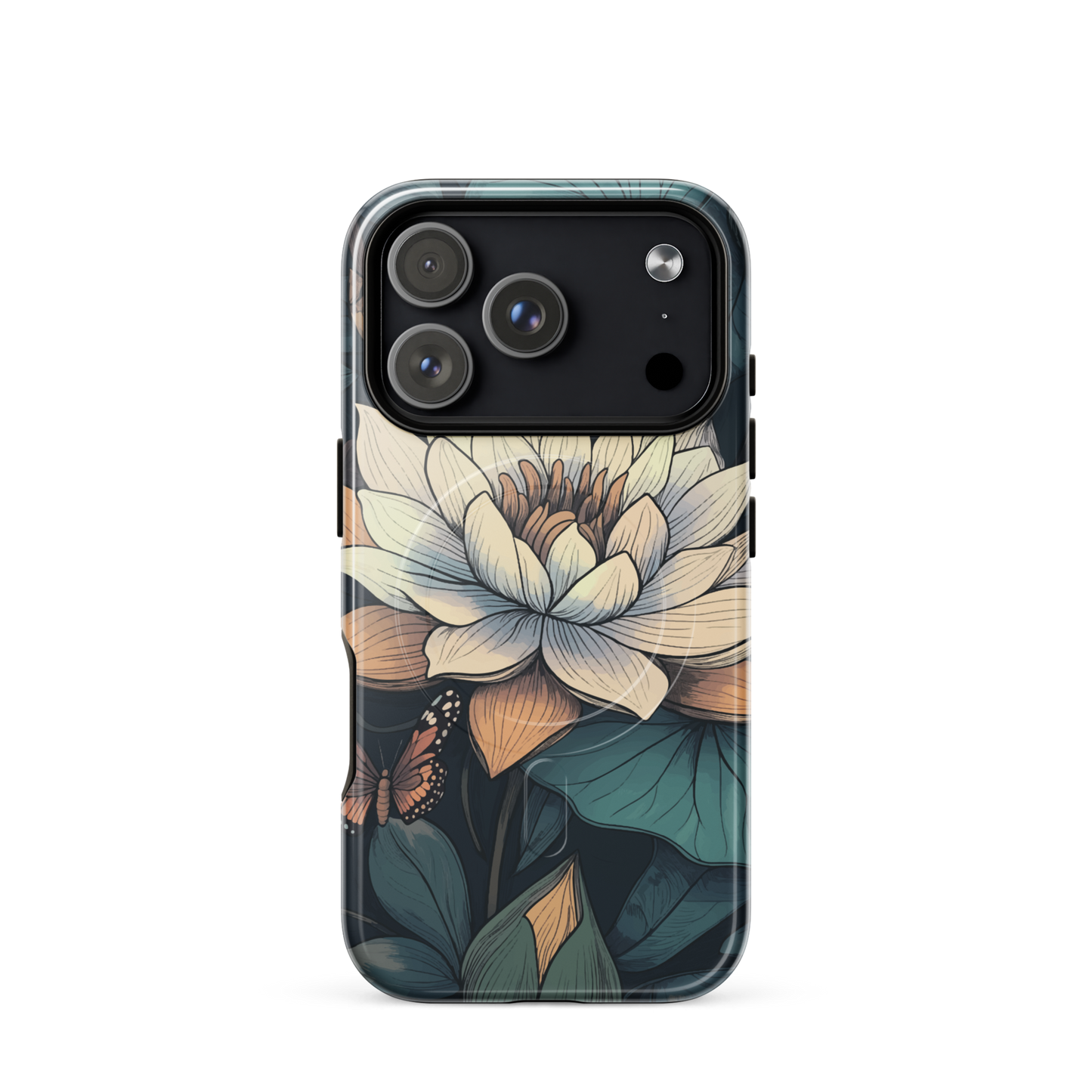 'Water Lily' iPhone 17 Pro MagSafe tough phone case - protective glossy case NZ Australia
