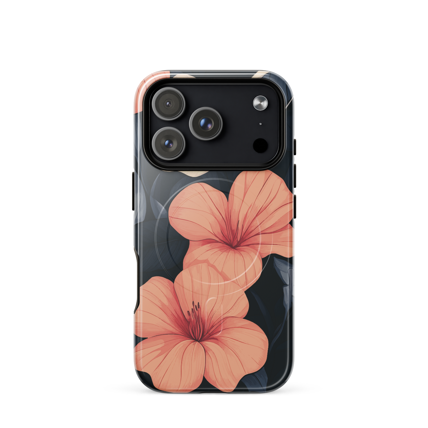 'Hibiscus Flower' iPhone 17 Pro MagSafe tough phone case - protective glossy case NZ Australia