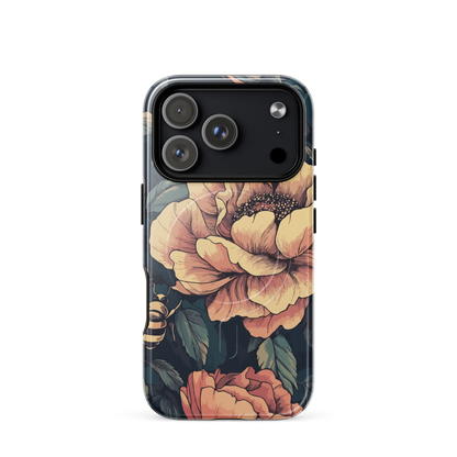 'Vintage Pink Roses' iPhone 17 Pro MagSafe tough phone case - protective glossy case NZ Australia