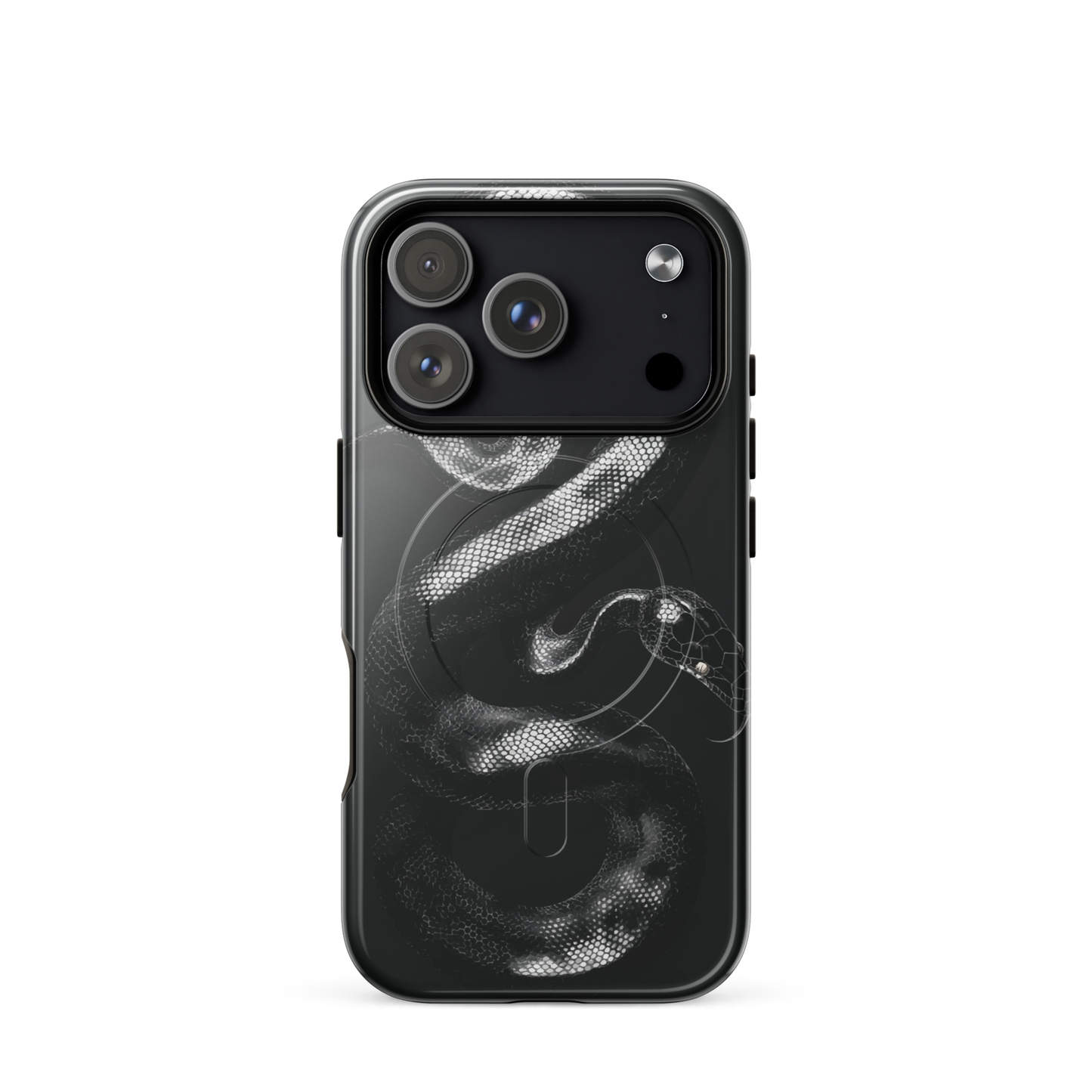 'Black Python' iPhone 17 Pro MagSafe tough phone case - protective glossy case NZ Australia