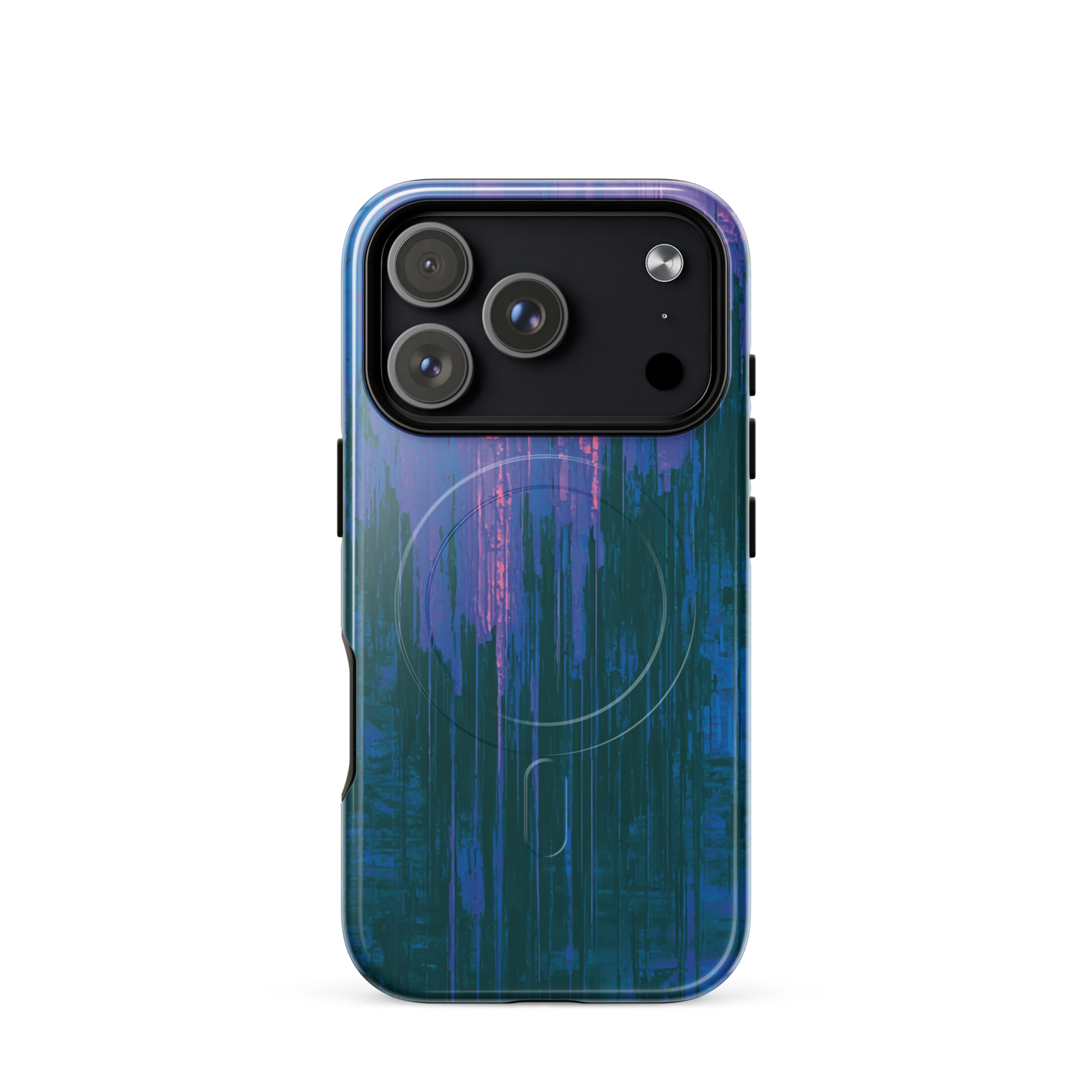 'Digital Glitch' iPhone 17 Pro MagSafe tough phone case - protective glossy case NZ Australia