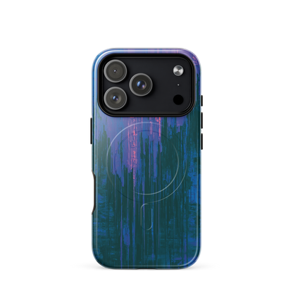 'Digital Glitch' iPhone 17 Pro MagSafe tough phone case - protective glossy case NZ Australia