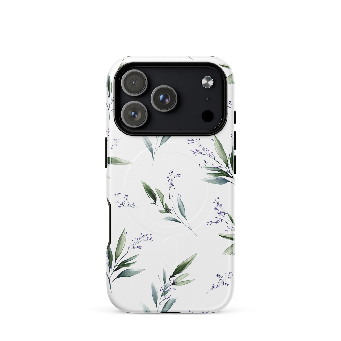 'Botanical Sprigs' iPhone 17 Pro MagSafe tough phone case - protective glossy case NZ Australia