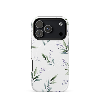 'Botanical Sprigs' iPhone 17 Pro MagSafe tough phone case - protective glossy case NZ Australia