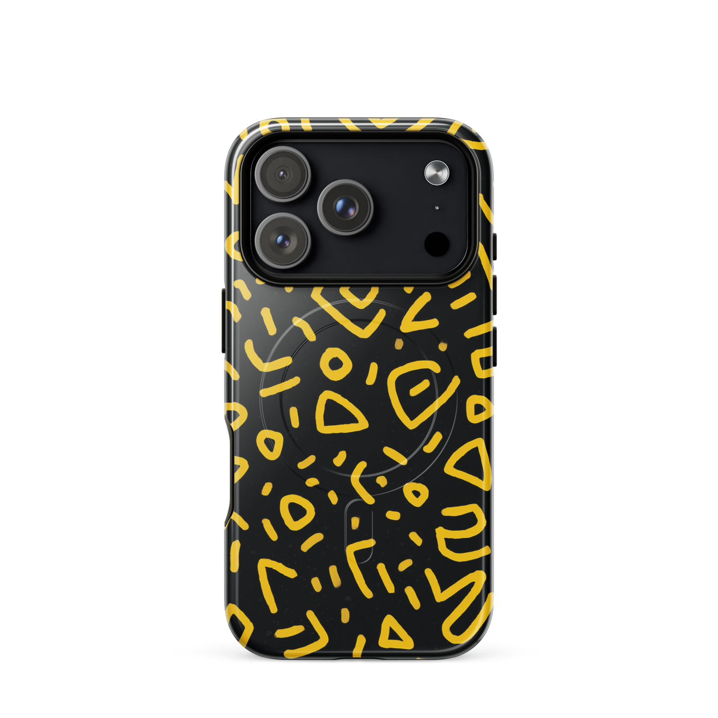 'Retro Scribbles' iPhone 17 Pro MagSafe tough phone case - protective glossy case NZ Australia