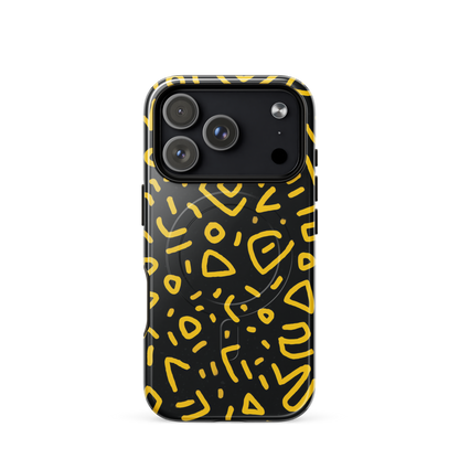 'Retro Scribbles' iPhone 17 Pro MagSafe tough phone case - protective glossy case NZ Australia