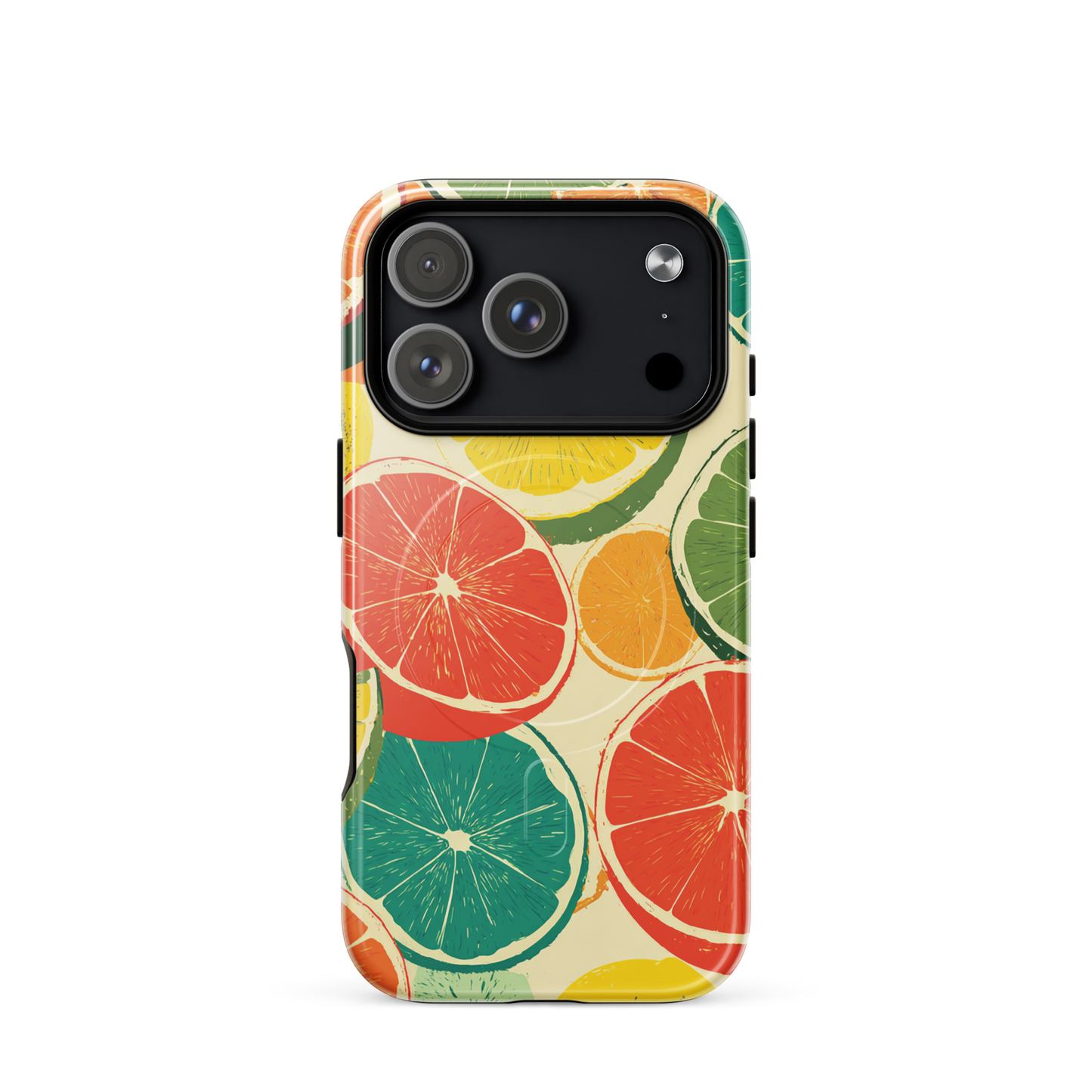 'Citrus Pop' iPhone 17 Pro MagSafe tough phone case - protective glossy case NZ Australia