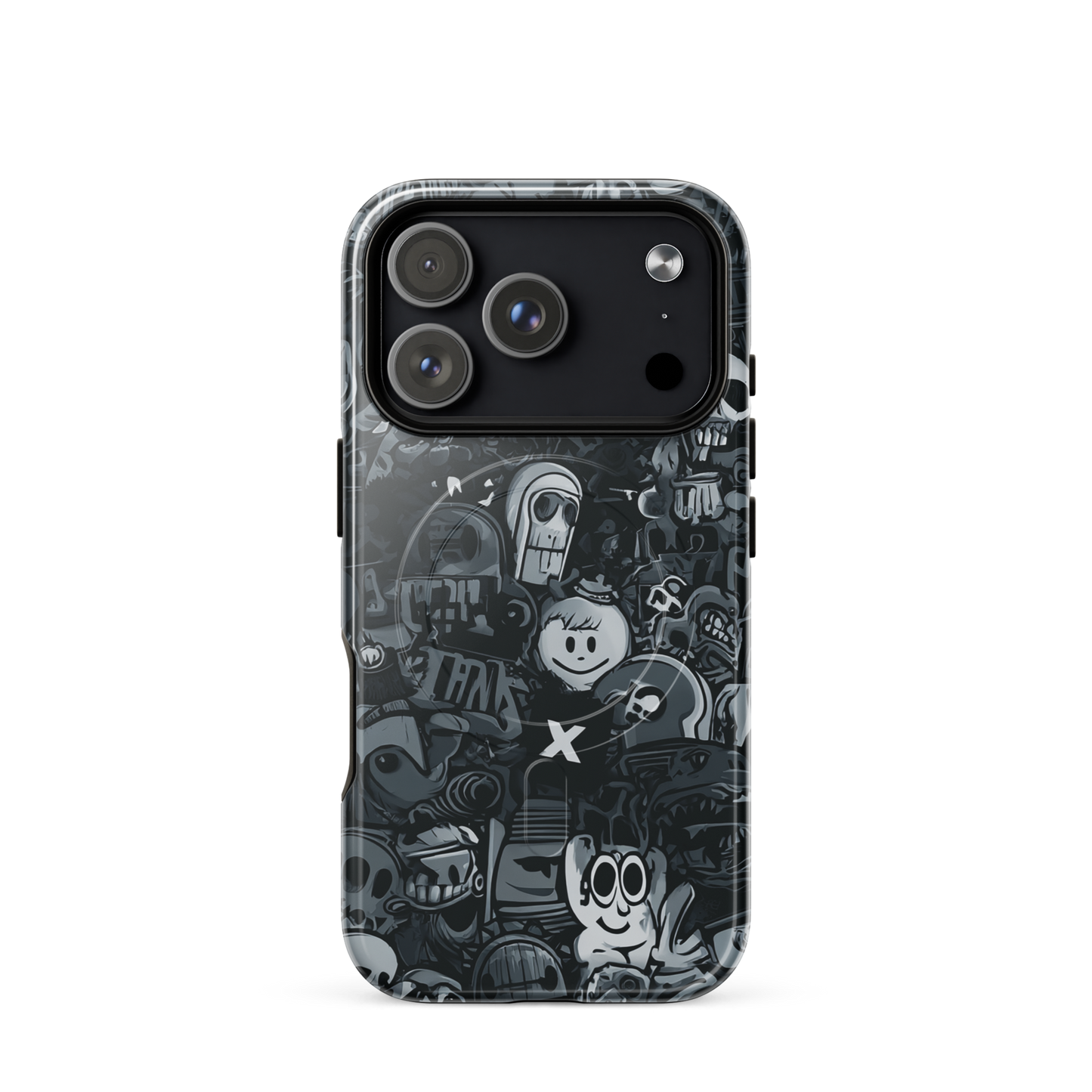 'Midnight Stickers' iPhone 17 Pro MagSafe tough phone case - protective glossy case NZ Australia