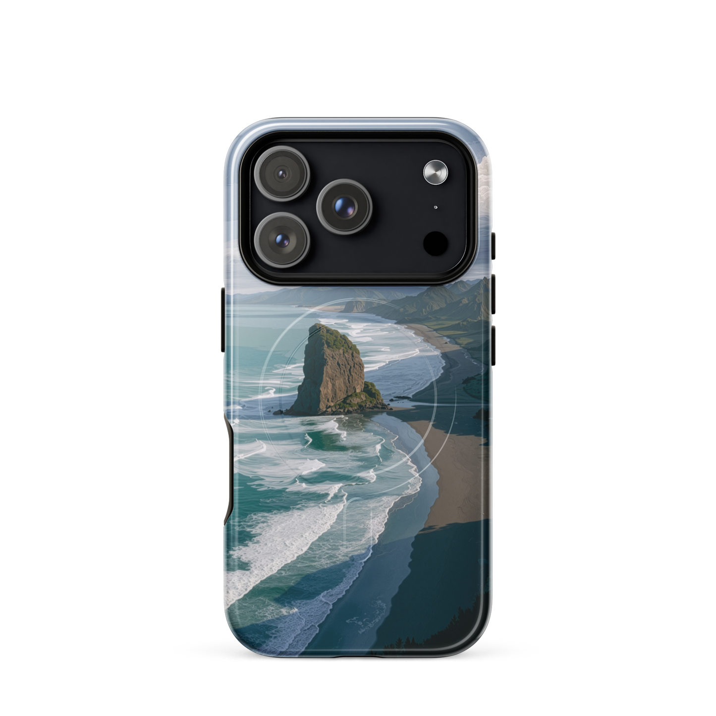 'Piha Beach' iPhone 17 Pro MagSafe tough phone case - protective glossy case NZ Australia
