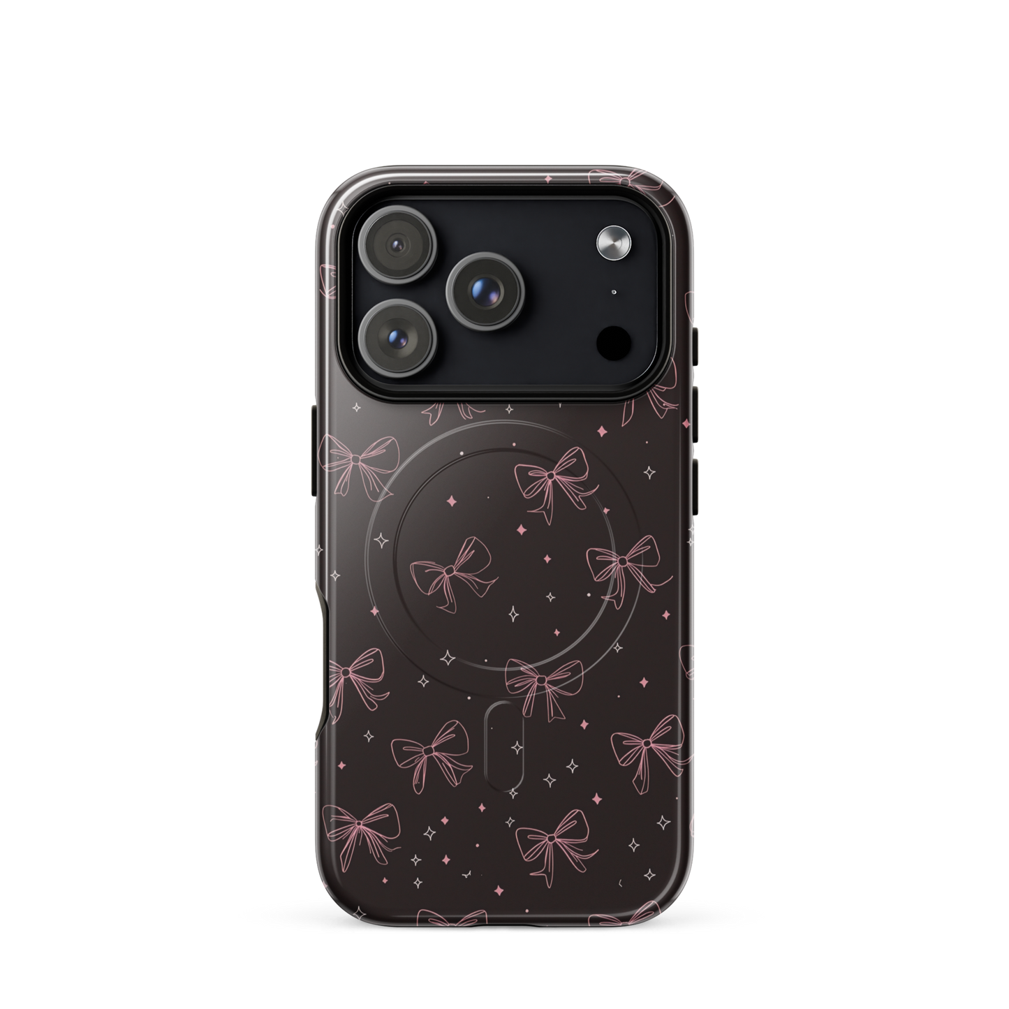 'Midnight Bow' iPhone 17 Pro MagSafe tough phone case - protective glossy case NZ Australia