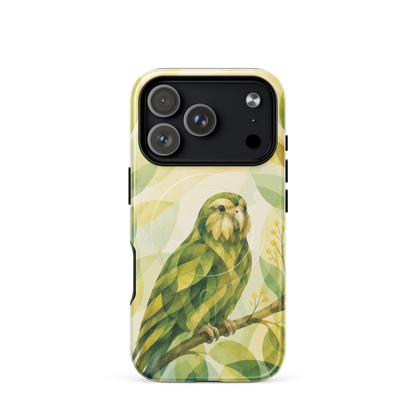 'Kakapo' iPhone 17 Pro MagSafe tough phone case - protective glossy case NZ Australia