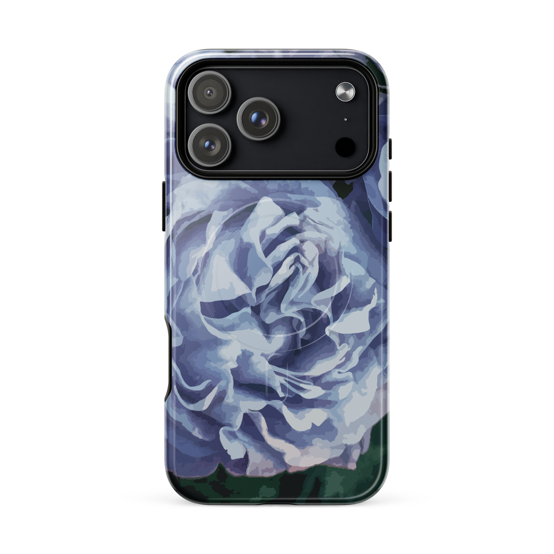 'Blue Rose' iPhone 17 Pro Max MagSafe tough phone case - protective glossy case NZ Australia