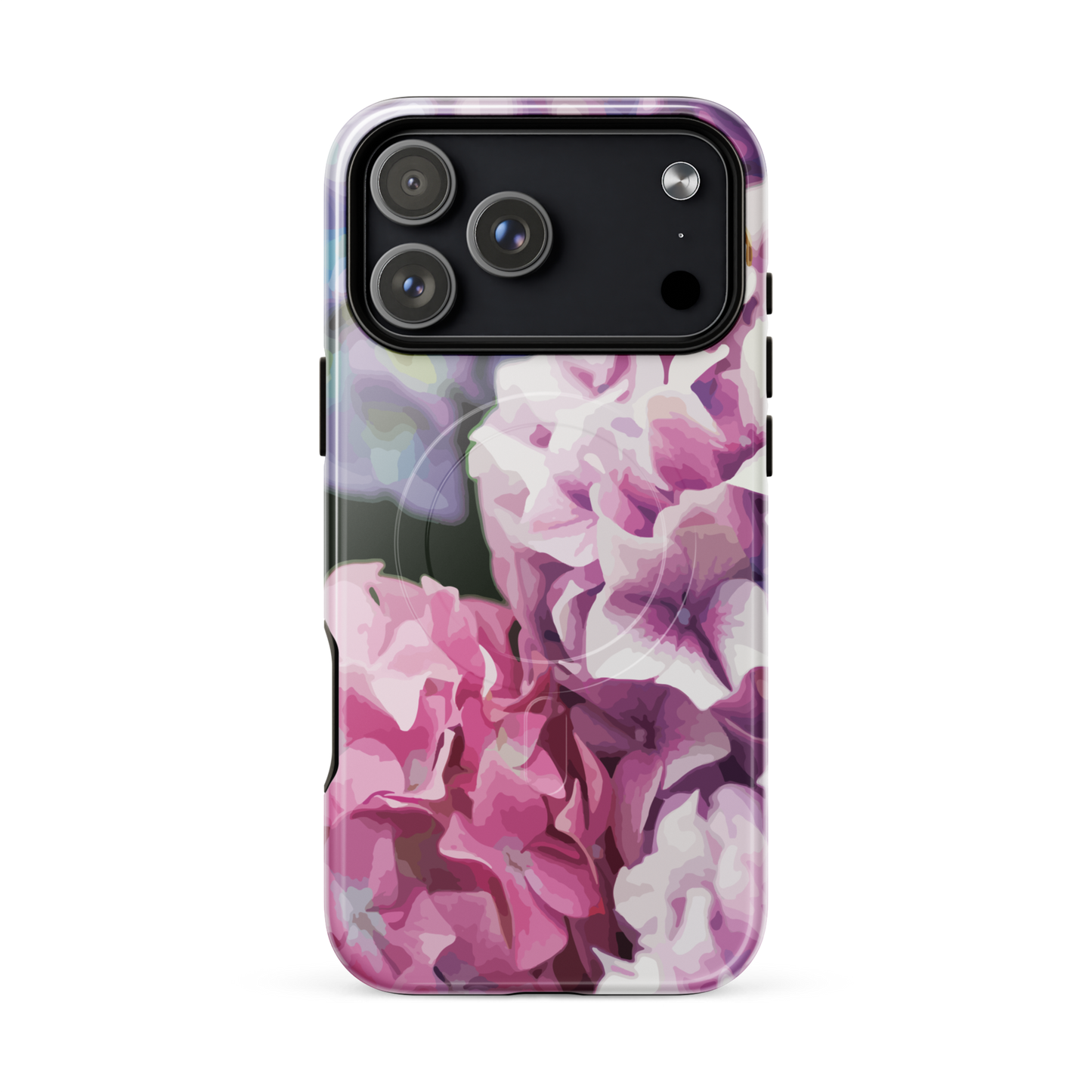 'Hydrangea' iPhone 17 Pro Max MagSafe tough phone case - protective glossy case NZ Australia