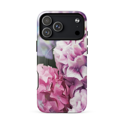'Hydrangea' iPhone 17 Pro Max MagSafe tough phone case - protective glossy case NZ Australia