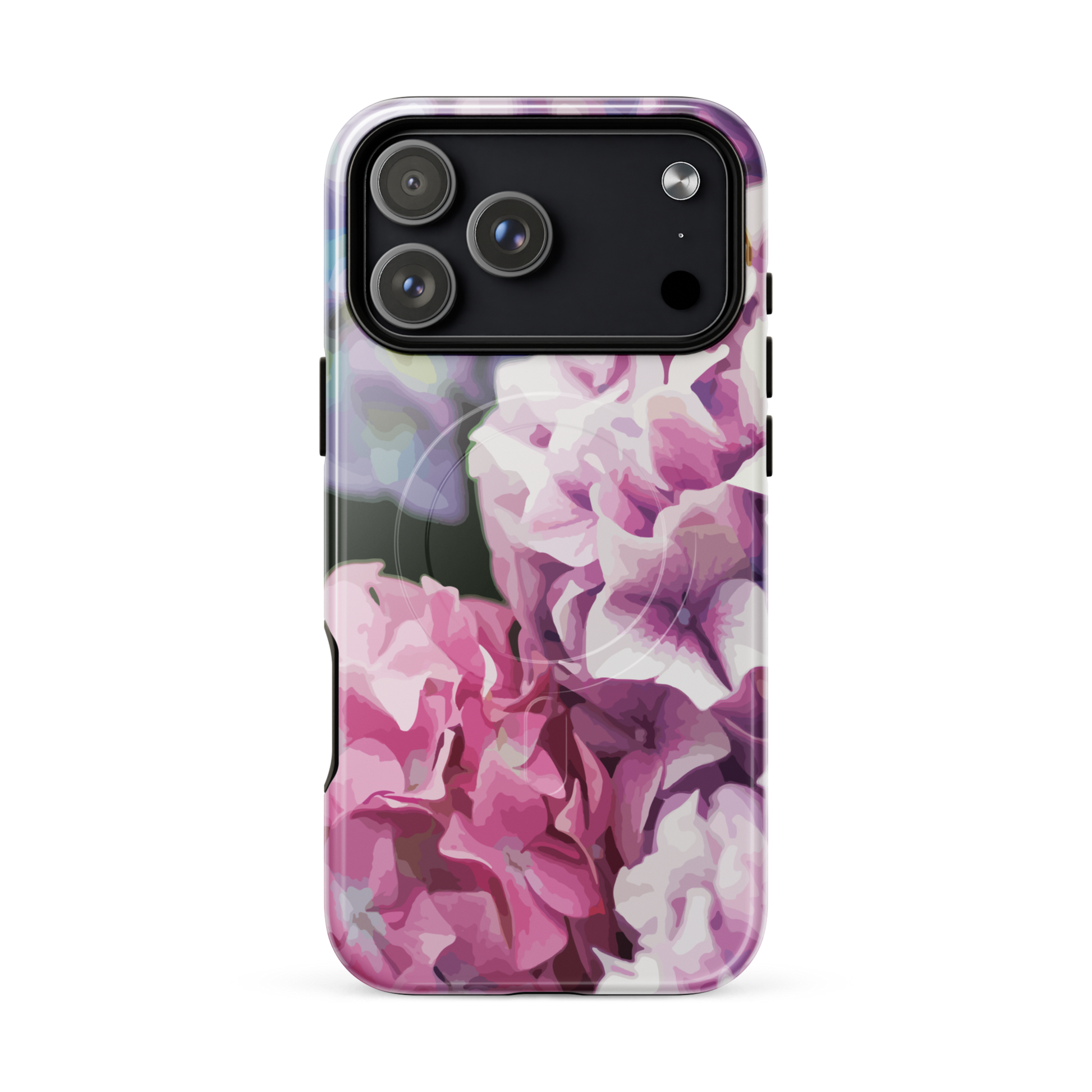 'Hydrangea' iPhone 17 Pro Max MagSafe tough phone case - protective glossy case NZ Australia