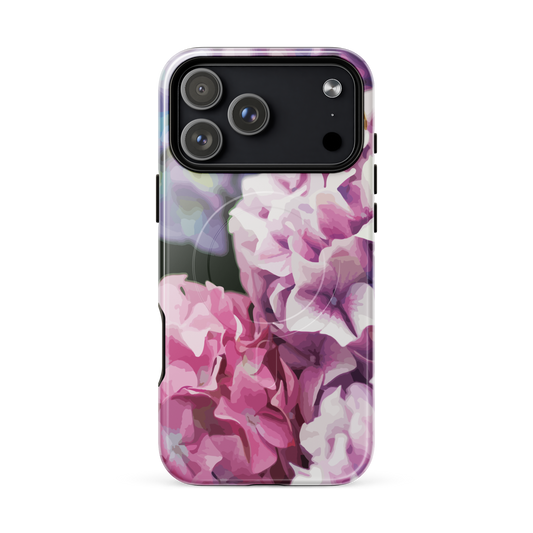 'Hydrangea' iPhone 17 Pro Max MagSafe tough phone case - protective glossy case NZ Australia