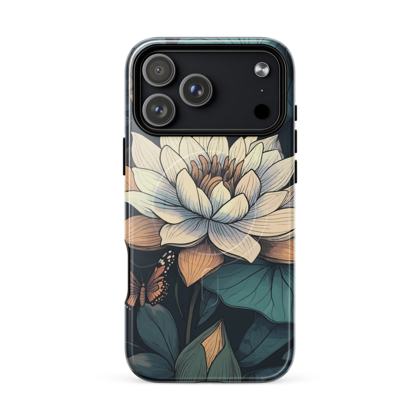 'Water Lily' iPhone 17 Pro Max MagSafe tough phone case - protective glossy case NZ Australia