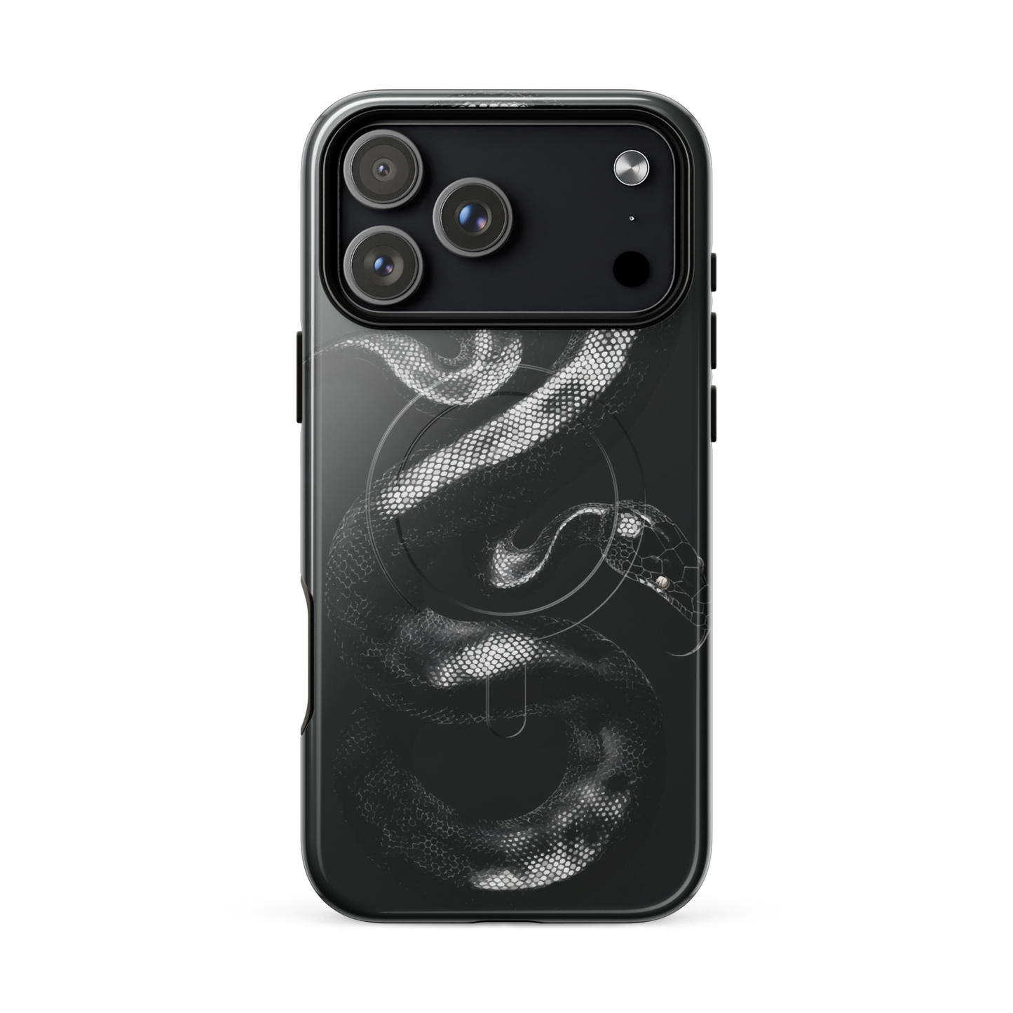 'Black Python' iPhone 17 Pro Max MagSafe tough phone case - protective glossy case NZ Australia