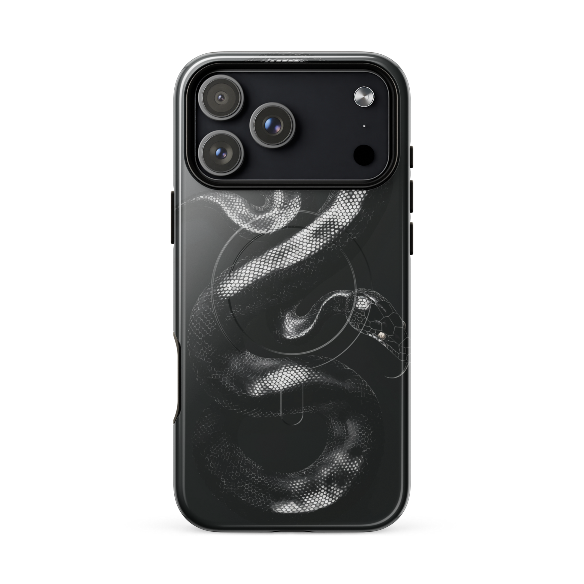 'Black Python' iPhone 17 Pro Max MagSafe tough phone case - protective glossy case NZ Australia