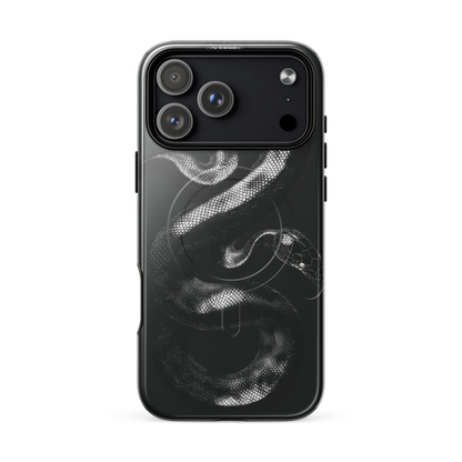 'Black Python' iPhone 17 Pro Max MagSafe tough phone case - protective glossy case NZ Australia