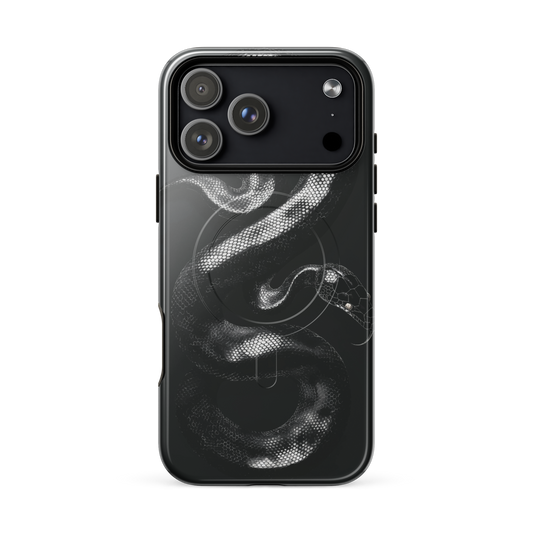 'Black Python' iPhone 17 Pro Max MagSafe tough phone case - protective glossy case NZ Australia