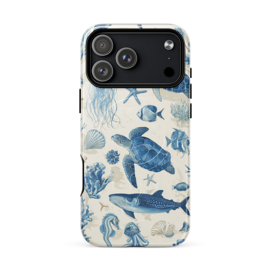 'Ocean Sketchbook' iPhone 17 Pro Max MagSafe tough phone case - protective glossy case NZ Australia