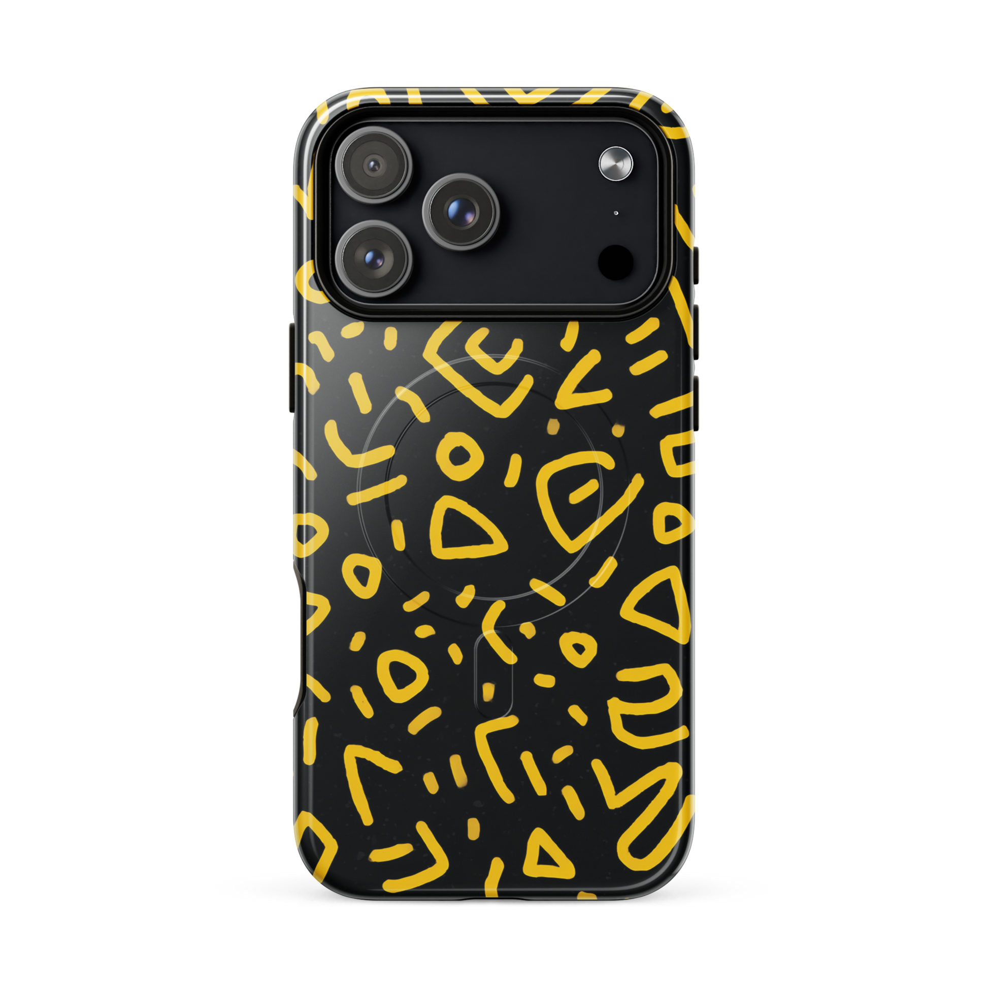 'Retro Scribbles' iPhone 17 Pro Max MagSafe tough phone case - protective glossy case NZ Australia