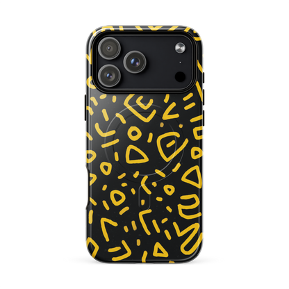 'Retro Scribbles' iPhone 17 Pro Max MagSafe tough phone case - protective glossy case NZ Australia