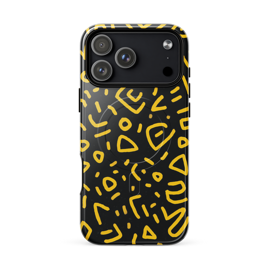 'Retro Scribbles' iPhone 17 Pro Max MagSafe tough phone case - protective glossy case NZ Australia