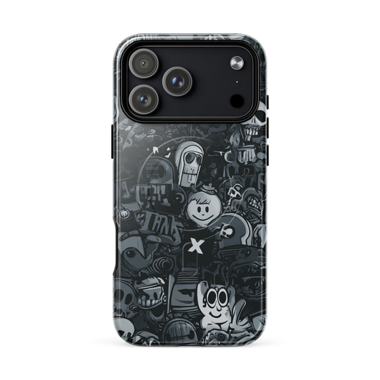 'Midnight Stickers' iPhone 17 Pro Max MagSafe tough phone case - protective glossy case NZ Australia
