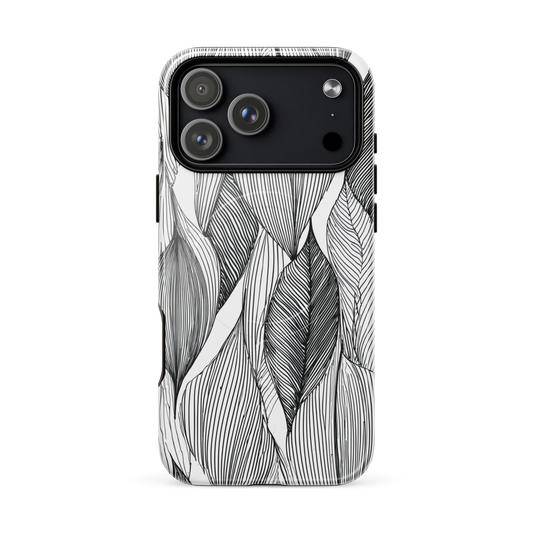 'Botanical Lines' iPhone 17 Pro Max MagSafe tough phone case - protective glossy case NZ Australia