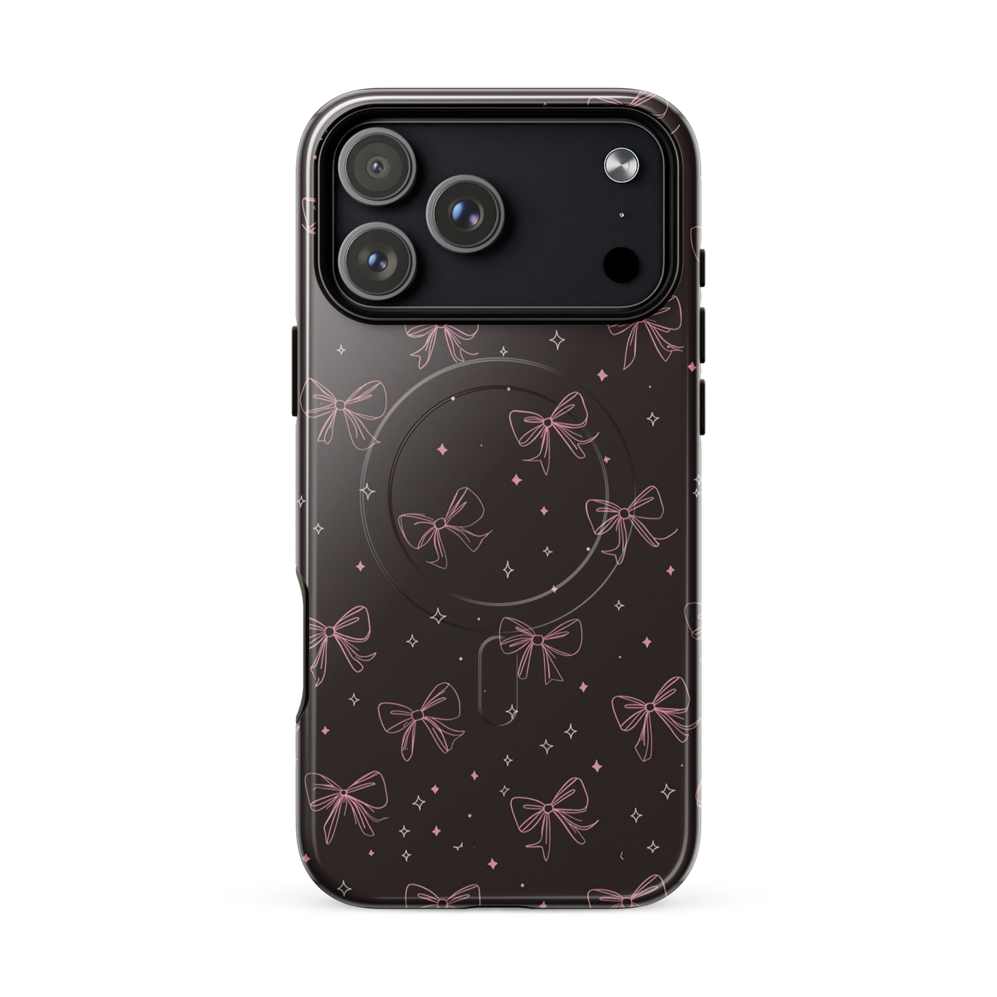 'Midnight Bow' iPhone 17 Pro Max MagSafe tough phone case - protective glossy case NZ Australia