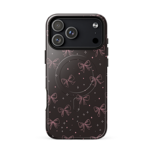'Midnight Bow' iPhone 17 Pro Max MagSafe tough phone case - protective glossy case NZ Australia