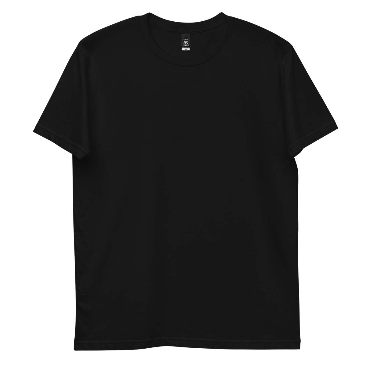 'Called to higher ground' back print tee in black, plain front view mockup