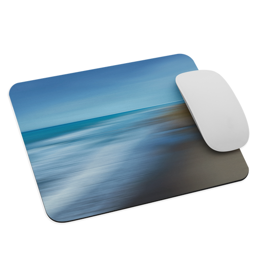 Ocean Breeze phone case with abstract blue and sandy tones inspired by sea and sky.