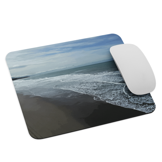 Mouse pad with a scenic photo of Riversdale Beach and ocean waves.