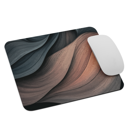 Flowing abstract design in black, copper and charcoal tones, inspired by dusk shadows