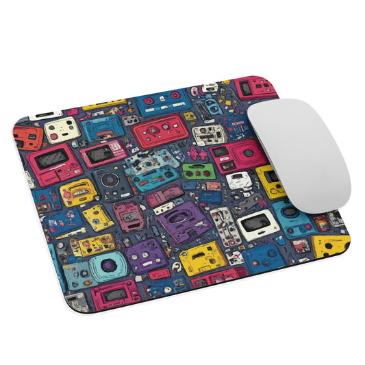 Featuring a vibrant collage of hand-drawn controllers in bold, vintage-inspired colours. From electric blue and hot pink to classic black and yellow