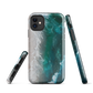 Ocean wave phone case with abstract beach design in teal and white, by NZ artist Ben Hart.