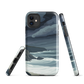 Phone case featuring moody Cape Kidnappers coastline with crashing waves and dark skies