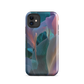 Abstract pastel botanical designer phone case in pink, lilac and teal tones with soft flowing floral textures