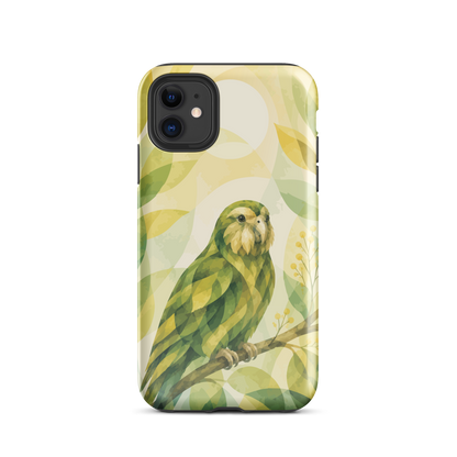 'Kākāpō' iPhone 11 tough phone case - protective glossy case NZ Australia