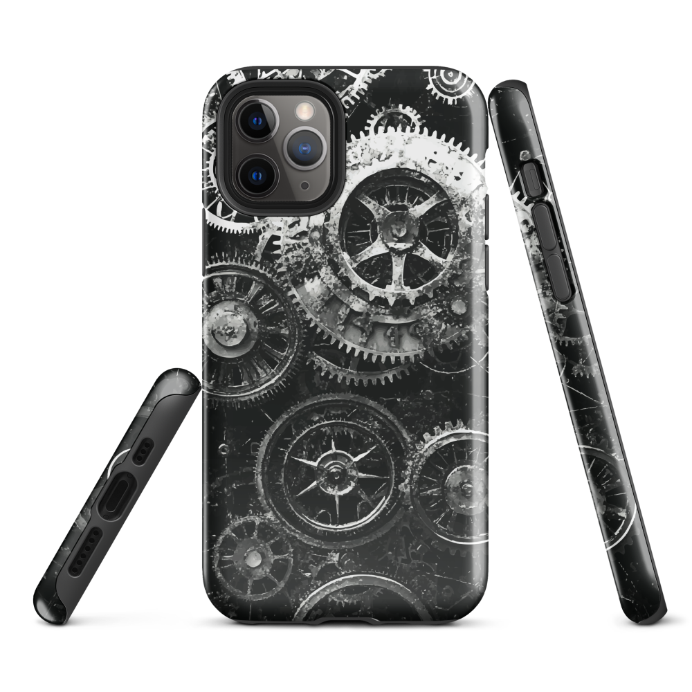 'Clockwork' iPhone phone case, a stunning fusion of gears, cogs, and vintage industrial charm. Inspired by the beauty of classic timepieces and steampunk aesthetics.