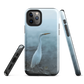 Phone case with a white heron standing in a misty wetland scene.