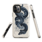 Phone case with black python and smoke design on cream background
