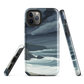 Phone case featuring moody Cape Kidnappers coastline with crashing waves and dark skies