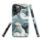 Phone case with abstract swirling ocean waves in blue and cream